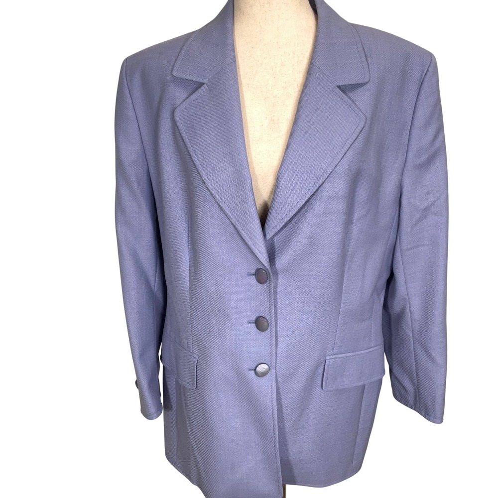 Escada‎ Blazer Women Large 44 Periwinkle Germany Wool Long Sleeve Jacket